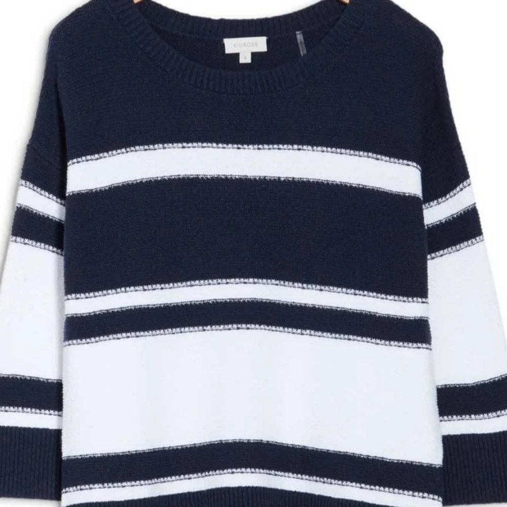 Kinross Striped Boatneck Long Sleeve 100% Cotton Sweater Size XL - Picture 4 of 4